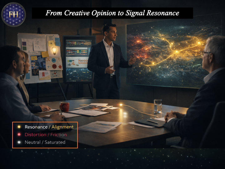 From creative opinion to signal resonance — replacing debate with direction